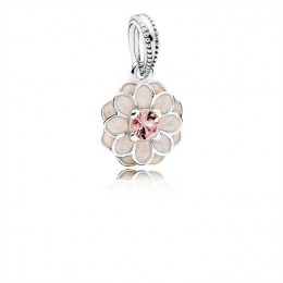 Pandora Blooming Dahlia Dangle Charm-Cream Enamel & Blush Pink Crystal