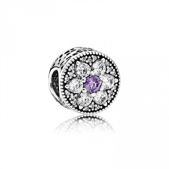 Pandora Forget Me Not Charm-Purple & Clear Jewelry 791832ACZ