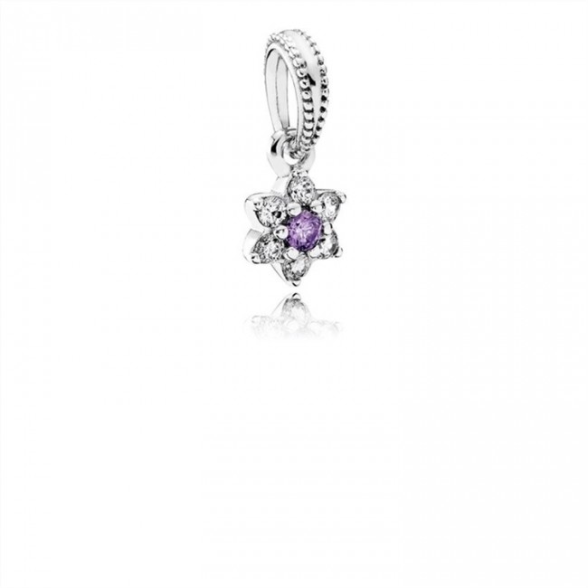 Pandora Forget Me Not Dangle Charm-Purple & Clear Jewelry 791833ACZ