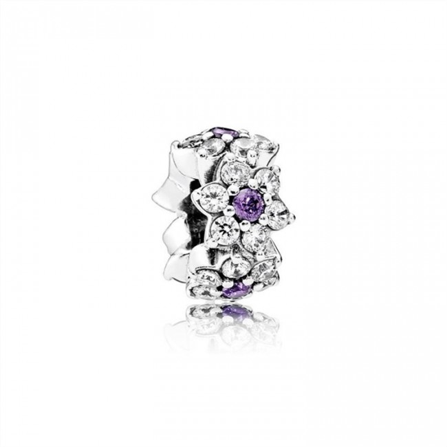 Pandora Forget Me Not Spacer-Purple & Clear Jewelry 791834ACZ