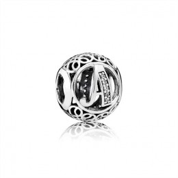Pandora Letter A silver charm with clear cubic zirconia 791845CZ Jewelry