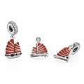 Pandora Chinese Junk Ship Dangle Charm-Red Enamel & Clear Jewelry