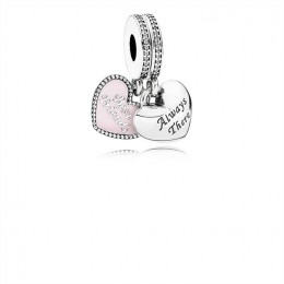 Pandora Best Friends Dangle Charm-Soft Pink Enamel & Clear Jewelry 791950CZ