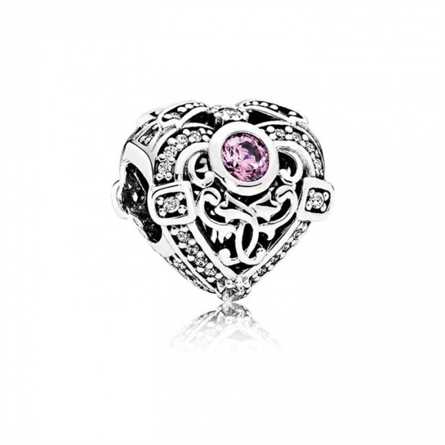 Pandora Opulent Heart-Orchid & Clear Jewelry 791964CZO