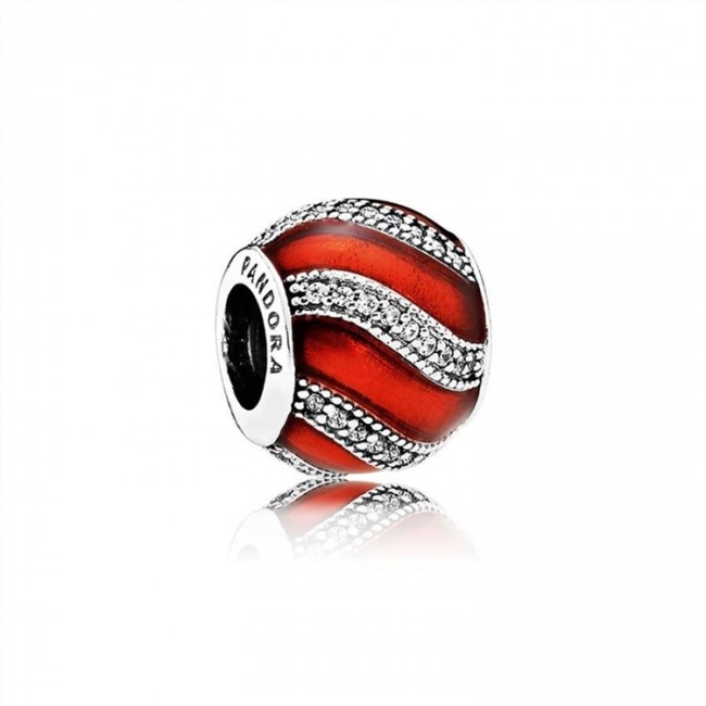 Pandora Adornment Charm-Translucent Red Enamel & Clear Jewelry 791991EN07
