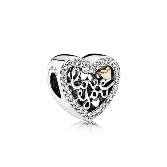 Pandora Love Script Charm-Clear Jewelry 792037CZ