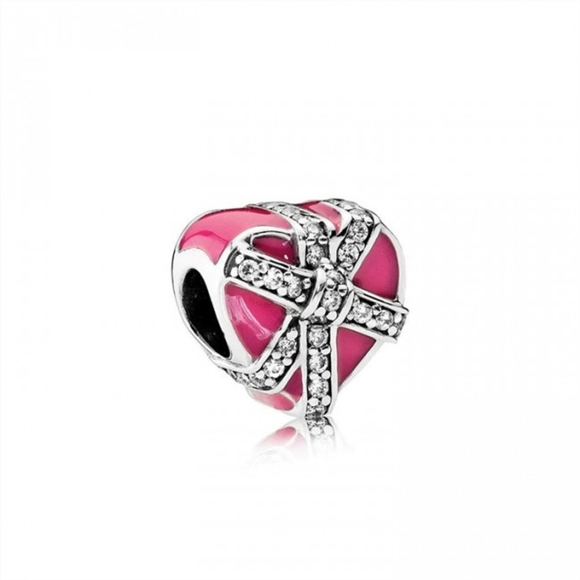 Pandora Gifts of Love-Magenta Enamel & Clear Jewelry 792047CZ
