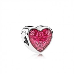 Pandora Latin Love Heart Charm-Transparent Cerise Enamel 792048EN117