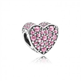 Pandora Pink Dazzling Heart Charm-Pink Jewelry 792069PCZ