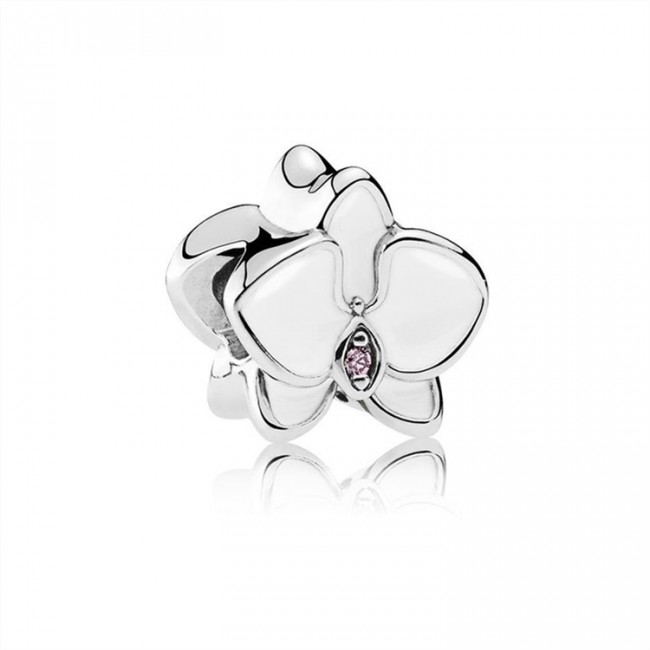 Pandora Orchid Charm-White Enamel & Orchid Jewelry 792074EN12