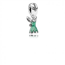 Pandora Disney-Tinker Bells Dress Dangle Charm-Glittering Green Enamel Jewelry