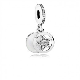 Pandora Friendship Star Dangle Charm-Silver Enamel & Clear Jewelry 792148EN23