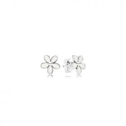 Pandora Darling Daisies Stud Earrings-White Enamel 290538EN12