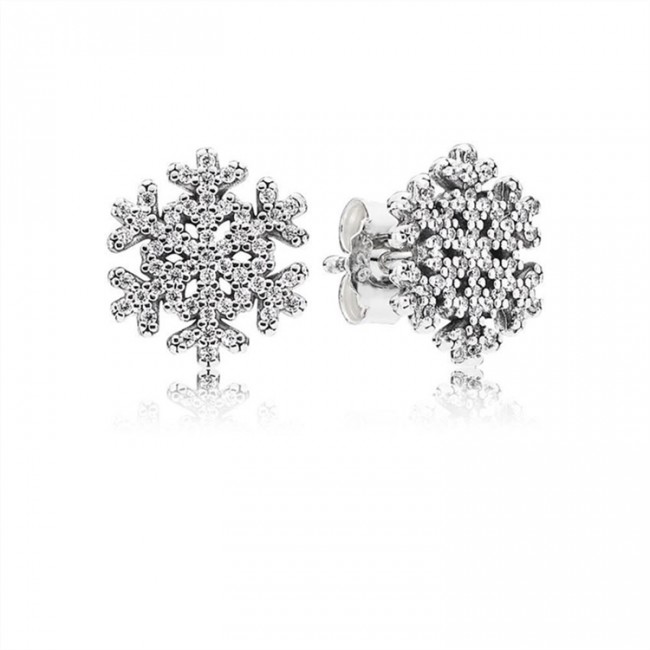 Pandora Snowflake Stud Earrings-Clear Jewelry 290589CZ Jewelry