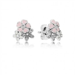 Pandora Poetic Blooms Stud Earrings-Mixed Enamels & Clear Jewelry 290686ENMX