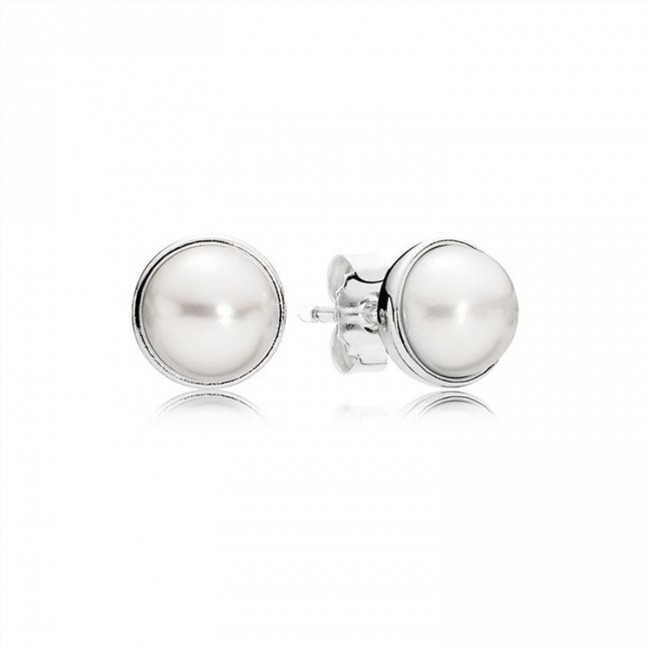 Pandora Elegant Beauty Stud Earrings-White Pearl 290727P