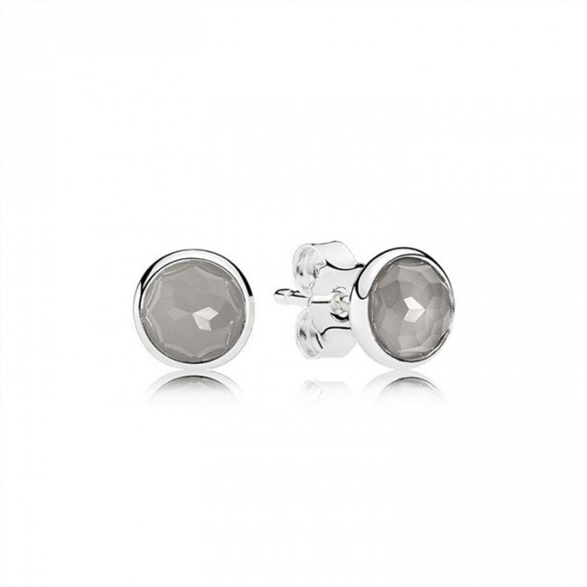 Pandora June Droplets Stud Earrings-Grey Moonstone 290738MSG