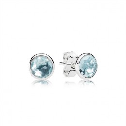Pandora March Droplets Stud Earrings-Aqua Blue Crystal 290738NAB
