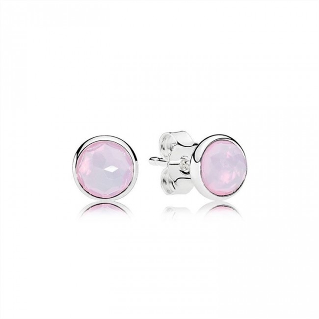 Pandora October Droplets Stud Earrings-Opalescent Pink Crystal 290738NOP