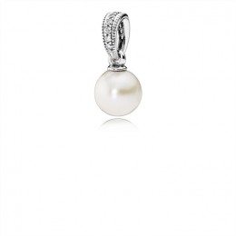 Pandora Elegant Beauty Pendant-White Pearl & Clear Jewelry 390393P