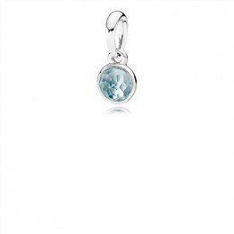 Pandora March Droplet Pendant-Aqua Blue Crystal 390396NAB
