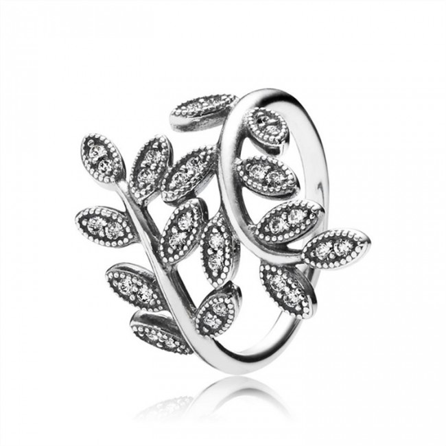 Pandora Sparkling Leaves Ring-Clear Jewelry 190921CZ