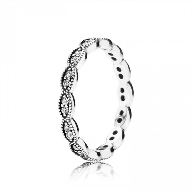 Pandora Sparkling Leaves Stackable Ring-Clear Jewelry 190923CZ