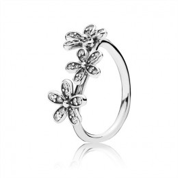 Pandora Dazzling Daisies Stackable Ring-Clear Jewelry 190933CZ