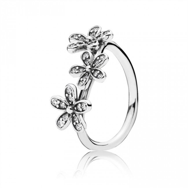 Pandora Dazzling Daisies Stackable Ring-Clear Jewelry 190933CZ