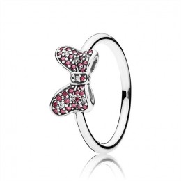Pandora Disney-Minnies Sparkling Bow Ring-Red & Clear Jewelry 190956CZR