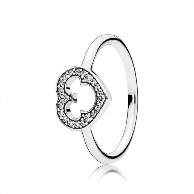 Pandora Disney-Mickey Silhouette Ring-Clear Jewelry 190957CZ