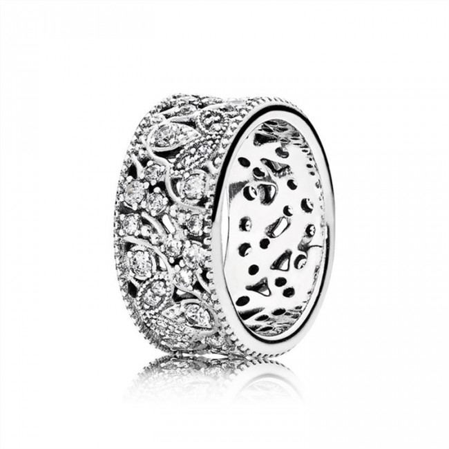 Pandora Shimmering Leaves Ring-Clear Jewelry 190965CZ