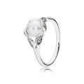 Pandora Luminous Leaves Ring-White Pearl & Clear Jewelry 190967P