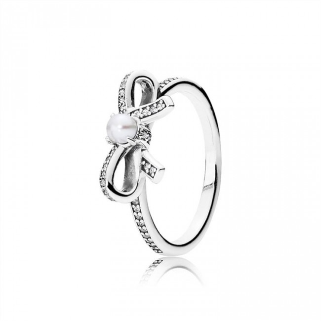 Pandora Delicate Sentiments Ring-White Pearl & Clear Jewelry 190971P