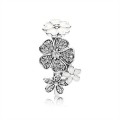 Pandora Shimmering Bouquet Ring-White Enamel & Clear Jewelry 190984CZ