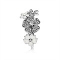 Pandora Shimmering Bouquet Ring-White Enamel & Clear Jewelry 190984CZ