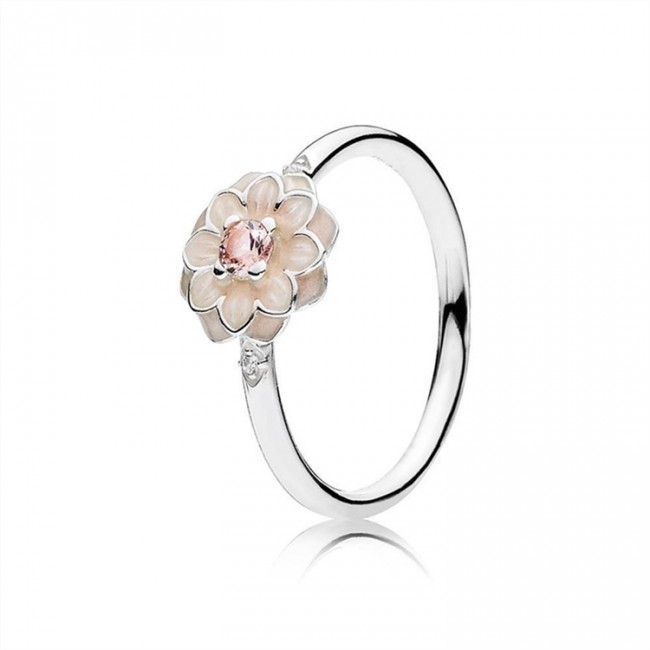 Pandora Blooming Dahlia Ring-Cream Enamel-Clear Jewelry & Blush Pink Crystals