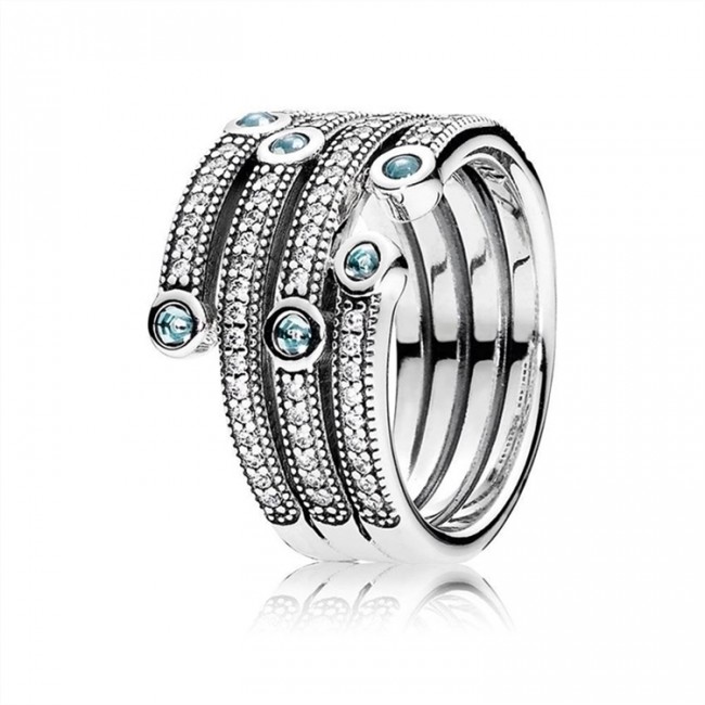Pandora Shimmering Ocean Ring-Frosty Mint & Clear Jewelry 191002CZF