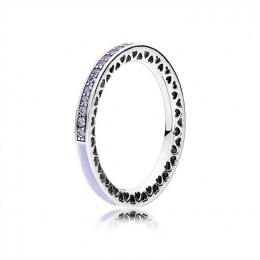 Radiant Hearts of Pandora Ring-Lavender Enamel & Clear Jewelry