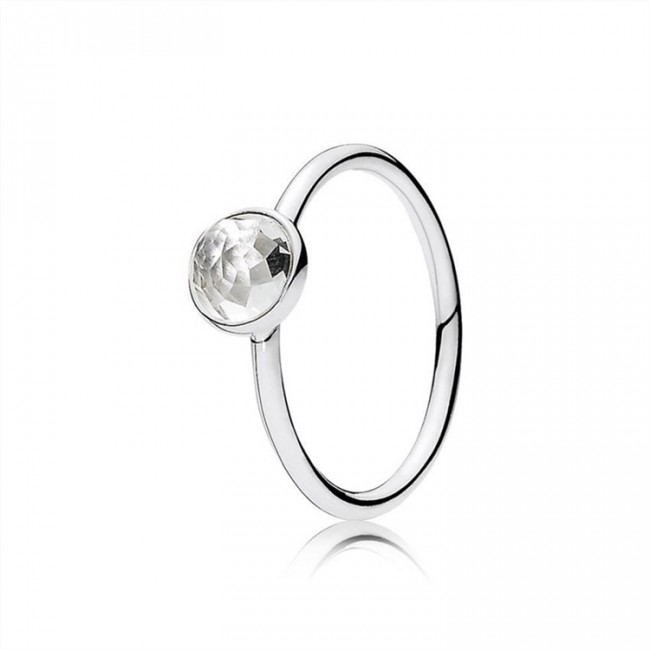 Pandora April Droplet Ring-Rock Crystal 191012RC Jewelry