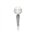 Pandora Elegant Beauty Ring-White Pearl & Clear Jewelry 191018P