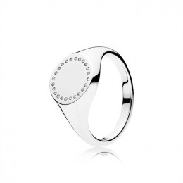 Pandora Circle Signet Ring-Clear Jewelry 191041CZ